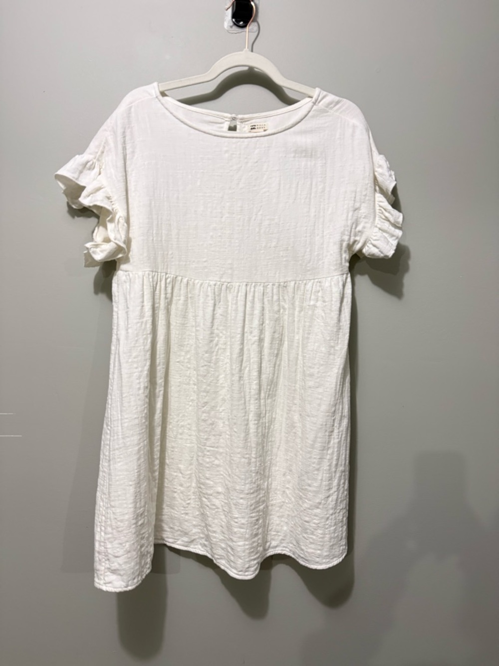 Billabong So Breezy Babydoll Ruffle Sleeve Mini Dress White M Coastal Beach Boho